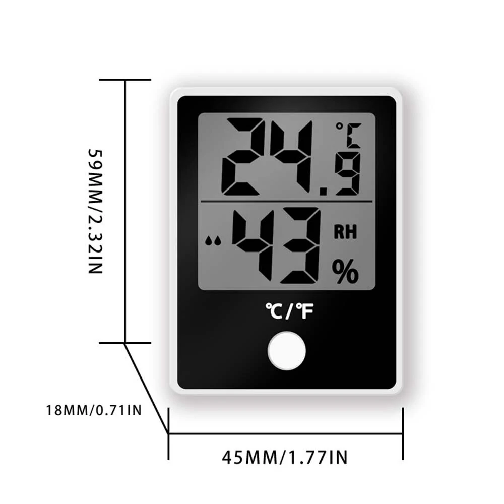 (image for) 2PC Digital Electronic Temperature Humidity Meter Thermometer Hygrometer Alarm Clock LCD Display 12/24hrs