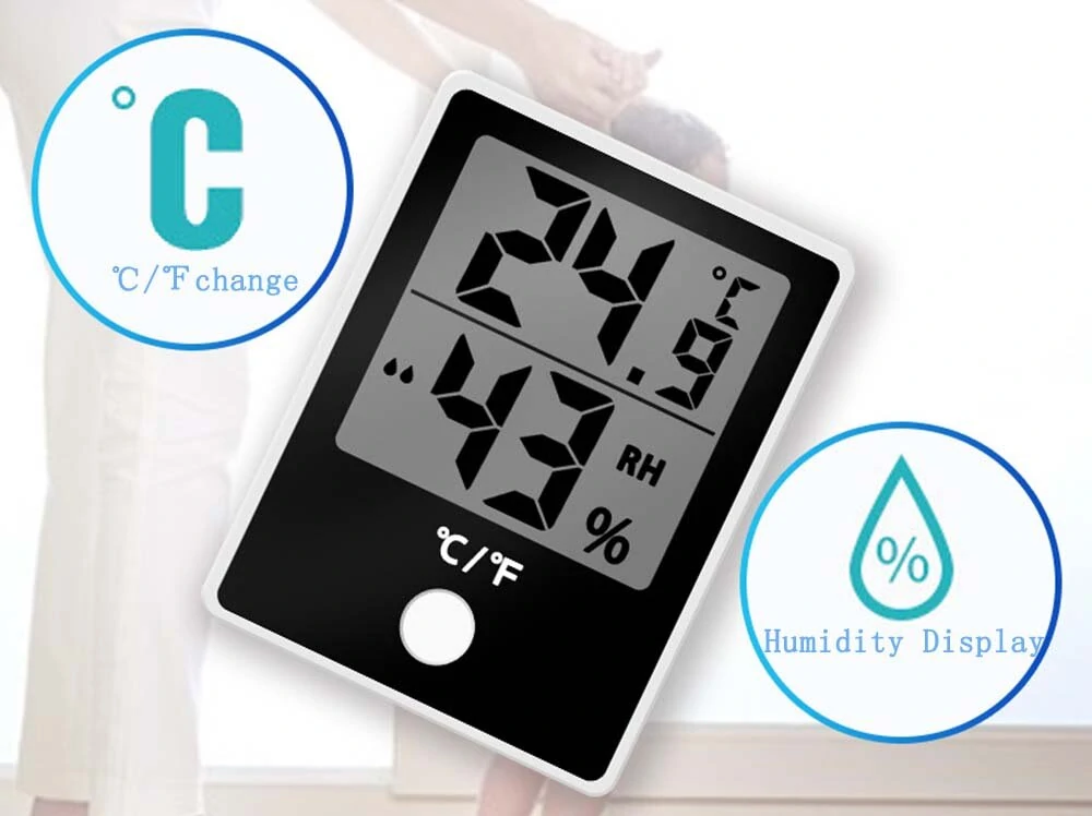 (image for) 2PC Digital Electronic Temperature Humidity Meter Thermometer Hygrometer Alarm Clock LCD Display 12/24hrs