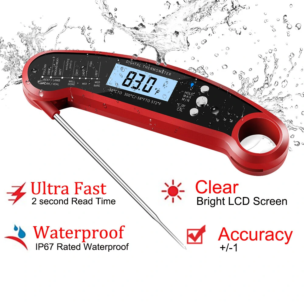 (image for) AGSIVO Fast Instant Read Digital Food Meat Thermometer Waterproof For BBQ Kitchen Cooking Grilling