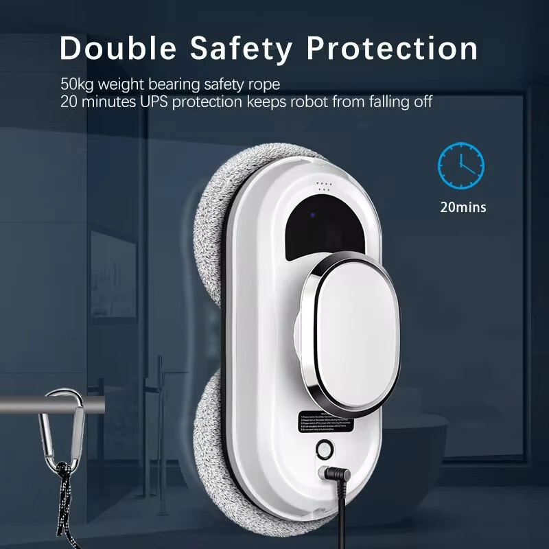 Electric Window Cleaner Robot With Remote Control Smart Glass Cleaning Robotic with 5600Pa Strong Suction Window Cleaning Robot for Windows Tiles Class Door (image for) Electric Window Cleaner Robot With Remote Control Smart Glass Cleaning Robotic with 5600Pa Strong Suction Window Cleaning Robot for Windows Tiles Class Door