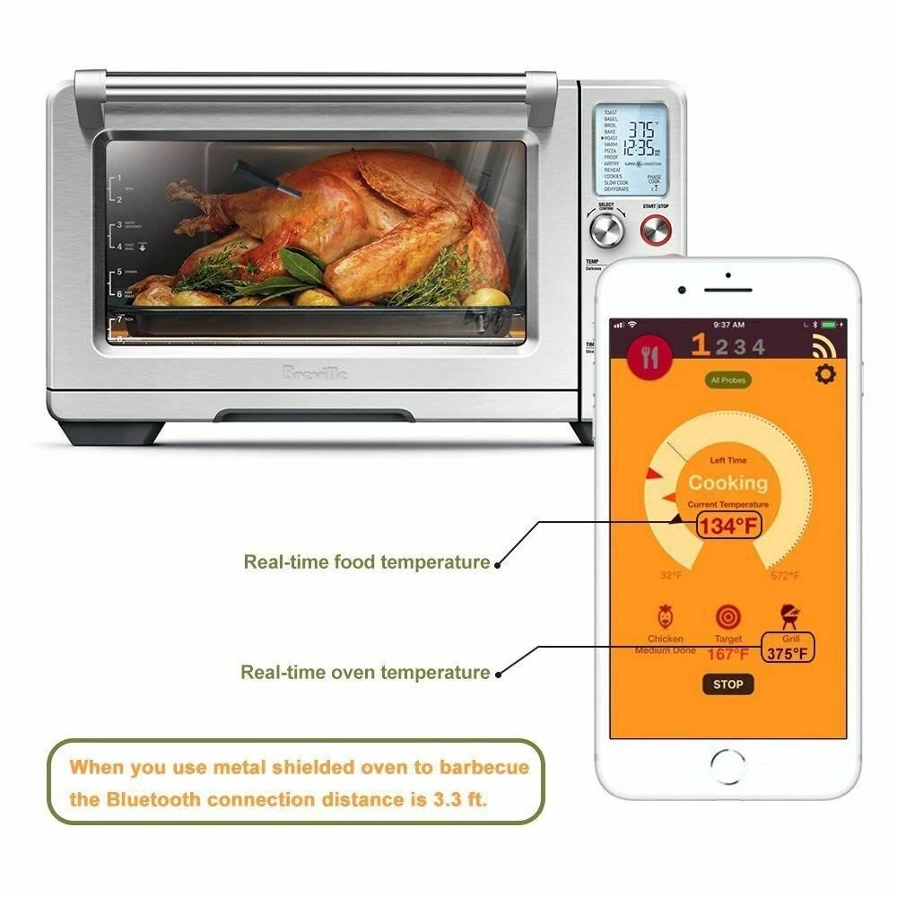 (image for) Wireless Smart BBQ Thermometer Bluetooth Probe with Phone App Display Baking Steaming Food Temperature Oven Temperature Kitchen Electric Thermometer Wireless Passive Oven Kitchen Electric Hig
